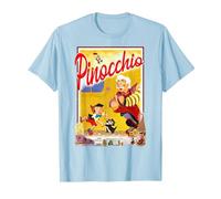 Disney Pinocchio Vintage Storybook Poster Maglietta, Uomo, Celeste, S