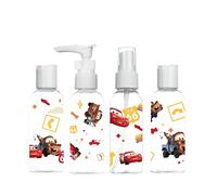 DISNEY PIXAR - Borsa da viaggio per bambini Cars - Flaconi Flash McQueen 4×50 ml - Kit da viaggio vuoto - Sicurezza e praticità per i genitori - Formato aereo - Prodotto ufficiale Disney