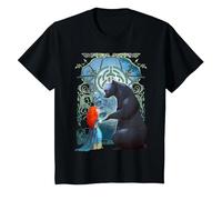 Disney Pixar Brave Merida And Bear Profile Portrait Maglietta, Bambini, Nero, 10 anni