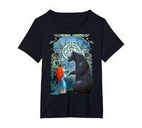 Disney Pixar Brave Merida And Bear Profile Portrait Maglietta, Donna plus-size, Nero, 3X