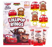 Disney Pixar Cars Candy anelli lecca-lecca confezionati singolarmente, Saetta McQueen e Mater Ventose decorate, bomboniere per feste di compleanno, 18 pezzi