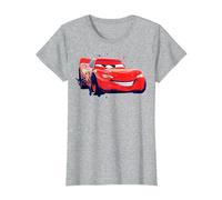 Disney Pixar Cars Lightning McQueen Paint Drifting Maglietta, Donna, Grigio Melange, S