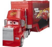 Disney pixar cars - mack trasformabile playset, giocattolo 2 in 1 con camion e officina per la messa a punto, con lanciatore, ponte , giocattolo per bambini 3+ anni