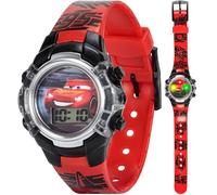 Disney Pixar Cars - Orologio per bambini con quadrante lampeggiante, display LCD, cinturino in plastica regolabile, perfetto per ragazzi e ragazze, Rosso, Automobili