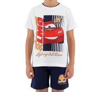 Disney Pixar Cars T-Shirt e Pantaloncini per Ragazzi, Pigiama 2 Pezzi per Bambino Design Lightning McQueen, Taglia 4 Anni | Bianco