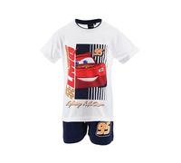 Disney Pixar Cars T-Shirt e Pantaloncini per Ragazzi, Pigiama 2 Pezzi per Bambino Design Lightning McQueen, Taglia 3 Anni | Bianco