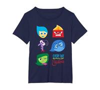Disney Pixar Inside out Full of Emotions Character Maglietta, Donna Plus-Size, Navy, 6X