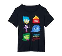Disney Pixar Inside out Full of Emotions Character Maglietta, Donna Plus-Size, Nero, 5X