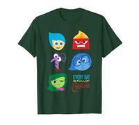 Disney Pixar Inside out Full of Emotions Character Maglietta, Uomo, Verde Foresta, L