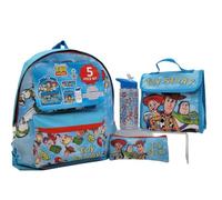 Disney Pixar Toy Story - Set di zaino e borsa per il pranzo per ragazzi, 5 pezzi, con zaino, borsa termica per il pranzo, astuccio, bottiglia d'acqua e portachiavi, Buzz Woody Jessie