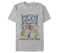 Disney Pixar Up-Zoo Adventure Organic Short Sleeve T-Shirt, Grigio Melange, L Unisex-Adulto