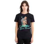 Pocahontas Listen with Your Heart Ladies T Shirt, Black, Nero, S Donna