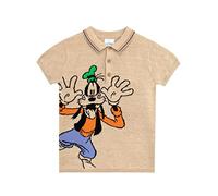 Disney Polo in Maglia Pippo per Ragazzi Maglietta a Maniche Corte per Bambini Beige 6-7 Anni