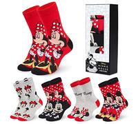 Disney Polpaccio Calzini Donna, Morbido Novità Calze Pacco da 5 - Regalo Donna (Rossa Minnie Mouse, 35-41 EU)