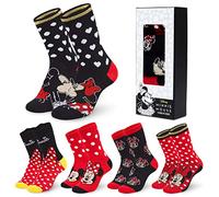 Disney Polpaccio Calzini Donna EU 35-41, Pacco da 5 Morbido Novità Calze, Calzini Caldi Donna, Idea Regalo Accogliente (35/41 EU, Nera/Rosa Minnie Mouse)
