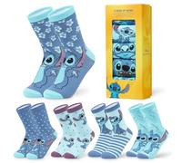 Disney Polpaccio Calzini Donna, Morbido Novità Calze Pacco da 5 - Regalo Donna (Blu Stitch, 35-41 EU)