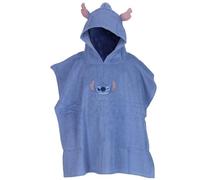 DISNEY - Poncho Disney Stitch con cappuccio, 100% cotone, materiale asciugamano, colore: blu, blu, Taglia unica