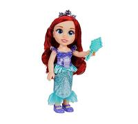 Disney Princess - bambola 38 cm di Ariel, con i suoi abiti iconici arricchiti da dettagli glitterati, tiara scintillante e scarpette coordinate, i suoi occhi brillano
