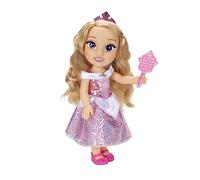 Disney Princess - bambola 38 cm di Aurora, con i suoi abiti iconici arricchiti da dettagli glitterati, tiara scintillante e scarpette coordinate, i suoi occhi brillano