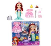 Disney Princess - Bambola Ariel con coda da sirena e abiti in stile sirena e abito rosa, con Sebastian e Flounder
