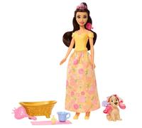Mattel Disney Princess - Belle e Cucciolo Momenti di Bellezza, bambola alla moda e cagnolino con macchie cambia colore, accessori inclusi, ispirato a La Bella e la Bestia, 3+ anni, JFC42