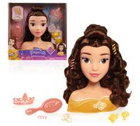 Just Play Disney Princess Belle Styling Head, Brown Hair, 10 Piece Pretend Play Set, Beauty And The Beast, Kids Toys for Ages 3 Up by