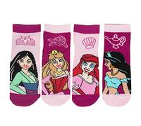 Disney Princess Calzini per ragazze e bambini, calzini per bambini, sneaker, multicolori, confezione da 4 pezzi