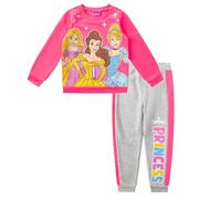 Disney Princess Girls Cenerentola, Rapunzel e Belle - Set coordinato con camicia a maniche lunghe e pantaloni da jogging per bambine e bambine