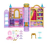 Disney princess - guardaroba da favola, playset armadio apribile fino a 60cm con 2 abiti e 25 accessori
