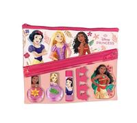 Disney Princess Kids Beauty Bag Set - Set trucco e unghie con smalto rosa e viola solubile in acqua, balsamo per le labbra idratante, separatore per le dita e lima per unghie - Regalo sicuro