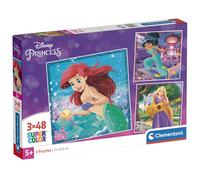 Puzzle 3x48 pezzi - Ariel, Jasmine e Rapunzel