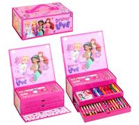 Disney Princess - Set di cancelleria da colorare con pennarelli, pastelli e matite, 34 pezzi, per bambini