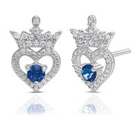 Disney Princess Sterling Silver Cubic Zirconia Birthstone Tiara Stud Earrings, Officially Licensed