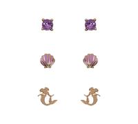 Disney Princess The Little Mermaid Purple & Gold Trio Earring Set NUOVO