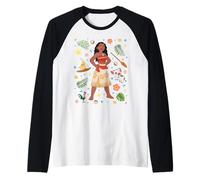 Disney Princess Vaiana Collage Portrait Maglia con Maniche Raglan