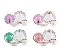 Disney Principessa 16-Piece Ceramica Stoviglie Set Tiana, Raperonzolo, Aurora,