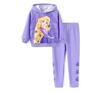 Disney Principessa Bambino Ragazze Vestiti Manica Lunga Felpe con Cappuccio e Leggings Abbigliamento Set Autunno Casual Pullover Tuta, Principessa-Rapunzel-viola, 3-4 anni