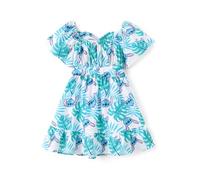 Disney Principessa Frozen, Minnie Mouse Lilo e Stitch, vestito da bambina in tulle, elegante, con volant, a maniche corte, abbigliamento estivo, 2-13 anni, Stitch Blu, 8-9 anni