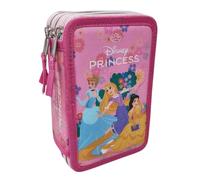 Disney Principesse Astuccio Multiscomparto 3 Zip Scuola Primaria e Secondaria Completo 44 Pezzi Penne Matite Colori Pennarelli Giotto