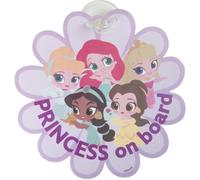 Disney principesse Baby on board con grafiche di Ariel, Belle, Jasmine, Aurora e Cenerentola, forma a fiore e attacco a ventosa, segnale bimba a bordo