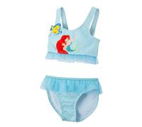 Disney Principesse Bikini da Ragazze, Ariel e Flounder Costume da Bagno a Due Pezzi con Glitter per Bambina, Taglie 3 a 8 Anni (IT, età, 6 Anni, Regular, Blu)