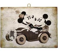 Disney Quadro Mickey e Minnie Mouse Topolino e Minnie da Collezione Stampa Laser su Legno 25x18 cm - Idea Regalo