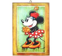 Disney Quadro Minnie Mouse Stile Vintage Serie Personaggi dei Fumetti Cartoon Stampa su Legno 25x18 cm