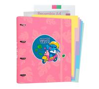 Disney, Raccoglitore A4 Stitch 4 anelli elastico Rigido Interno Colorato, Rosa