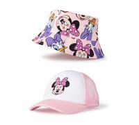 Disney Set Cappello da Pescatore e Berretto Rosa per Ragazze Minnie Mouse | Accessori per la Stampa di Caratteri Leggeri e Traspiranti | Protezione Solare Casual