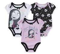 Disney s Night Before Christmas 3 Pack Short Sleeve Creeper for Baby, Girl s Bodysuit Bundle, Size 12M