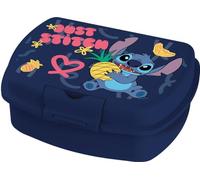 Disney Sandwich Box Bambini in Plastica Stitch, senza BPA, con chiusura di sicurezza, lavabile e riutilizzabile, non adatta a microonde e lavastoviglie