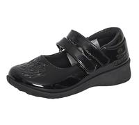 Disney Scarpe da scuola per bambine, in vernice nera, con cinghie facili da fissare, Nero , 32 EU