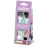 Disney Set 2 posate azzurre per bambine in acciaio inossidabile Frozen Elsa e Anna con punte arrotondate