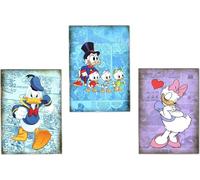 Disney Set 3 Calamite (magneti) Paperino Paperina Zio Paperone Qui Quo Qua Daisy Donald Duck Uncle Scrooge Huey Dewey Louie e Aloha Stampa su Legno 10x6 cm